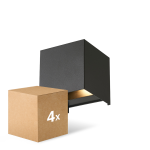 Confezione Multipack 4x D'Lite LED Luce Da Parete Elingen Aluminium Nero 4.9W 480lm - 830 Luce Calda -  | IP65